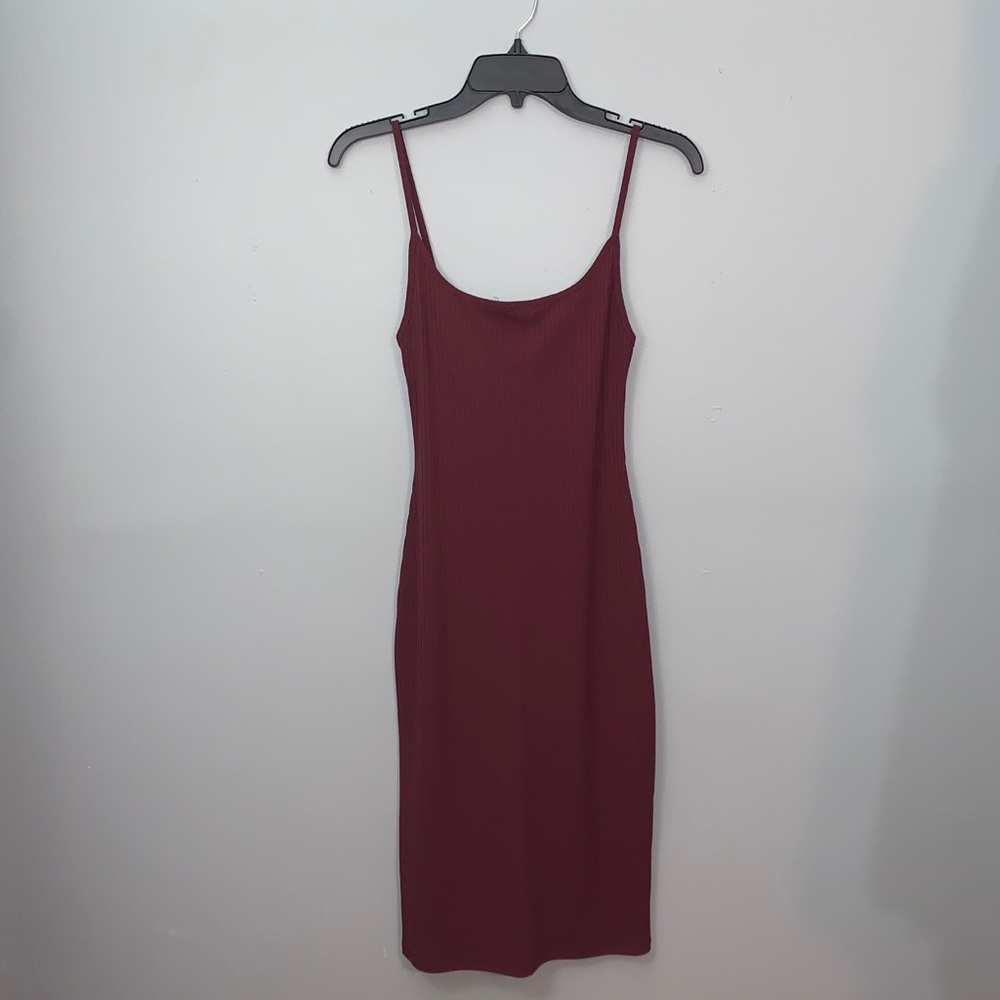 Burgundy thin strap dress
